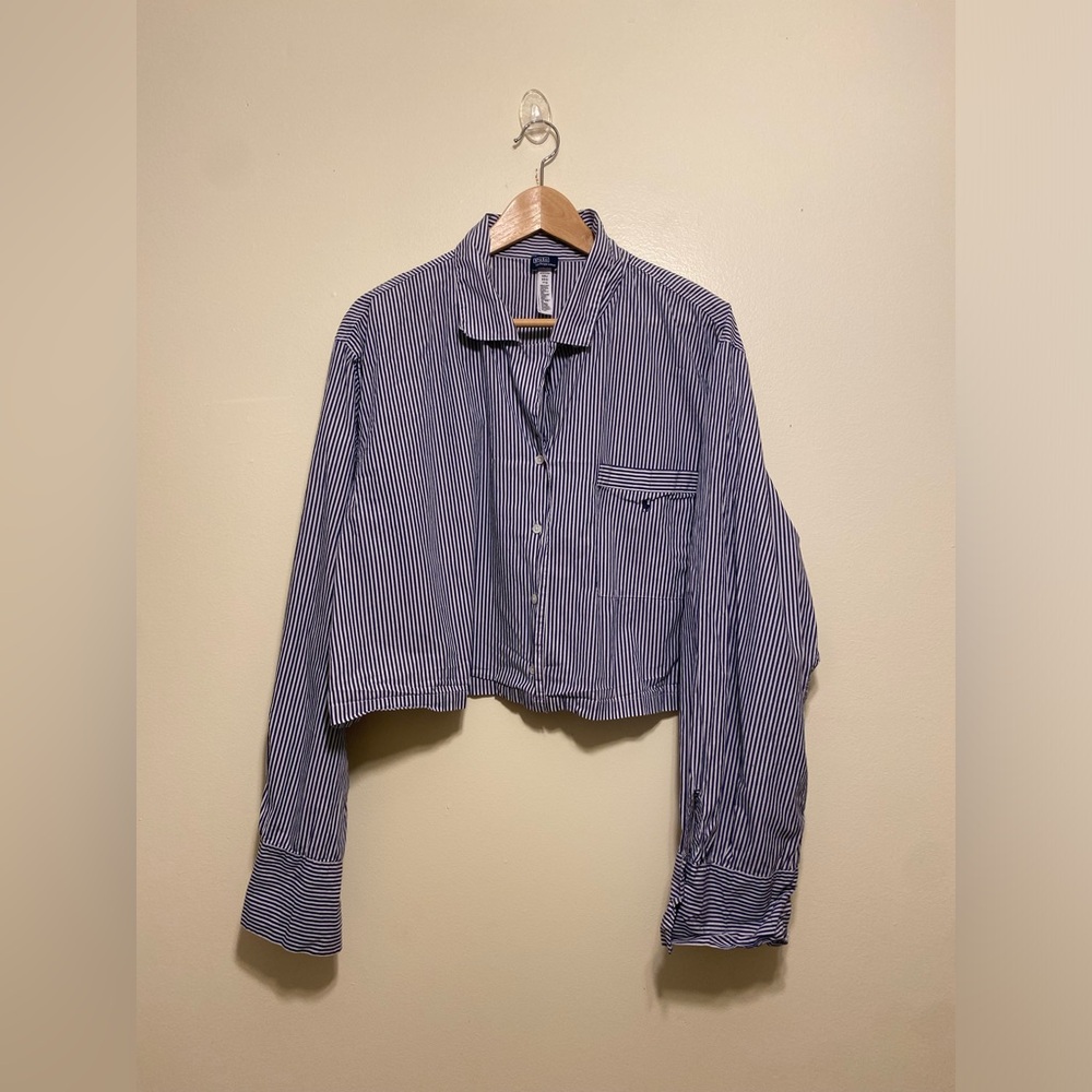 Polo by Ralph Lauren Navy & White Striped Shirt. Size XXL